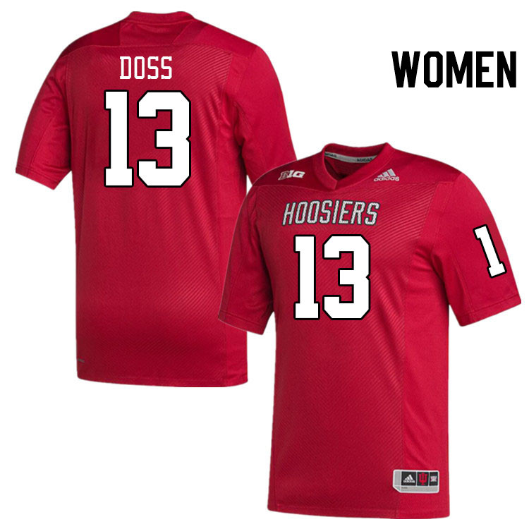 Women #13 Cedarius Doss Indiana Hoosiers College Football Jerseys Stitched-Crimson